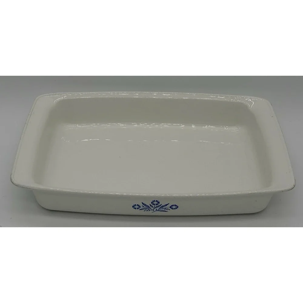 Vintage Cornflower Milk Glass Cottagecore Rustic Retro Farmhouse Casserole‎ Pan